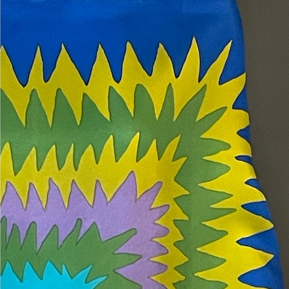 Gorg Vintage Pia Piccini Psychedelic Groovy Print Silk Scarf 26 In Sq Good Cond - Picture 5 of 10